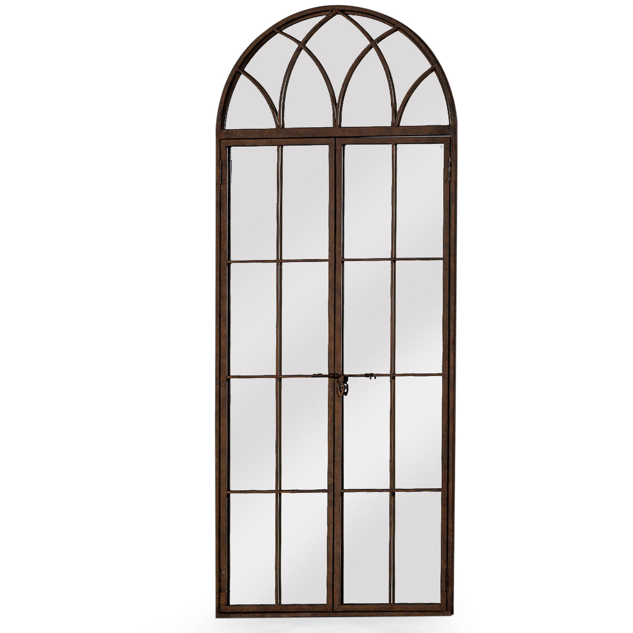 Window Mirror Gothic Arched Bronze - Open Door Feature