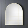 Rubbed White Arched Window Mirror 95 cm