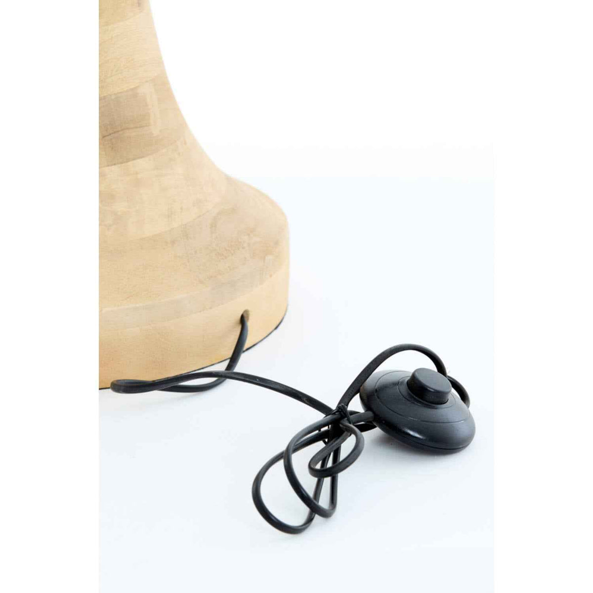 Tall natural wooden floor lamp base with a smooth tapered shape and light wood finish.