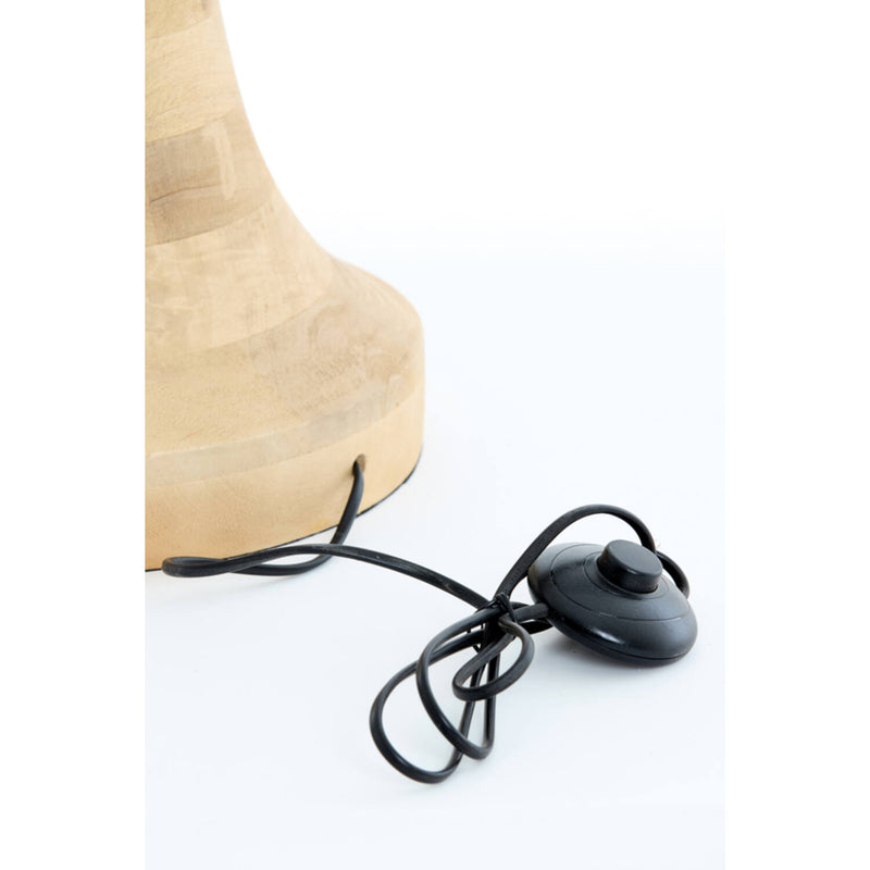 Tall natural wooden floor lamp base with a smooth tapered shape and light wood finish.