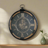 Wood & Metal Moving Cog Black Clock 74cm