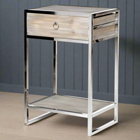 Wood & Steel Bedside Table - 75 cm