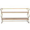 Double Wooden Wall Shelf Unit With Brass Frame 83cm x 45cm