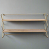 Double Wooden Wall Shelf Unit With Brass Frame 83cm x 45cm