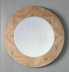 Wooden Parquet Style Circular  Mirror  W: 90 cm