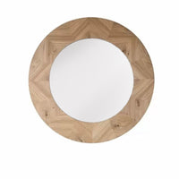 Wooden Parquet Circular Mirror 90 cm
