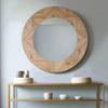 Wooden Parquet Circular Mirror 90 cm