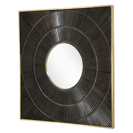 Wavy Shaped Black Wooden Mirror 120 cm