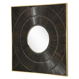 Wooden Brass Square Mirror 102 cm