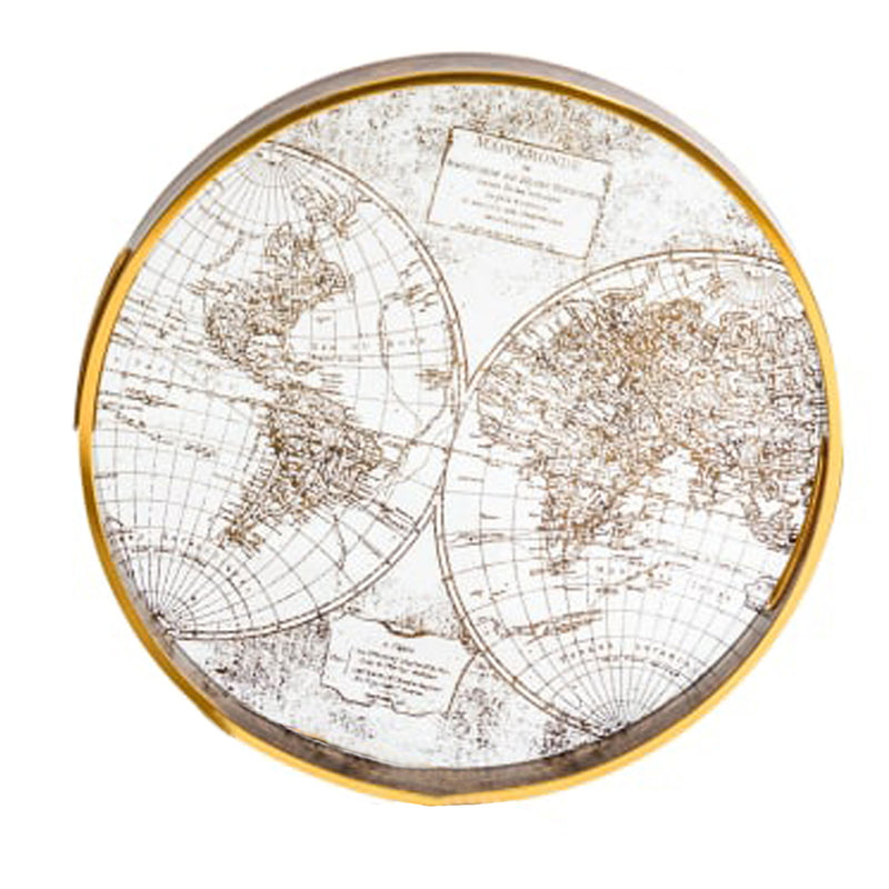 Antique World Map Round Trays