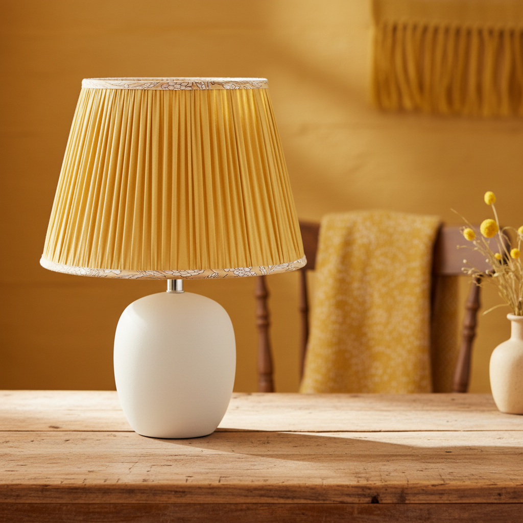 Yellow Cotton Tapered Lamp Shade for Elegant Warmth