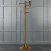 Tall aged brass coat stand with 8 hooks, featuring a sleek and glamorous design. Perfect for home decor, combining practicality and luxury.