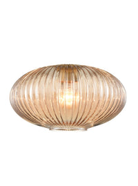 Amber Ribbed Glass Oval Pendant Light