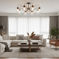 Antique Gilt Eight-Ball Semi-Flush Pendant Light