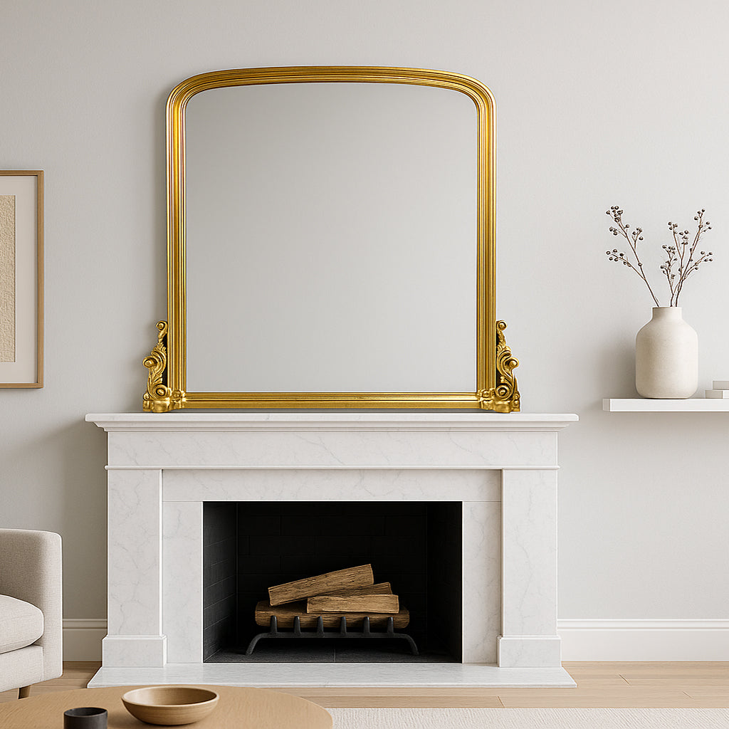 Antique Giltwood Overmantle Mirror - Vintage Glamour