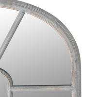 Tall grey painted window mirror with attractive curved panels in a rubbed, vintage finish. Perfect mirror for your hall or sitting room, window mirrors fool the eye, making the area feel so much larger. 