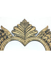 Decorative large gold heart wall mirror with winged feathered frame. 
