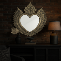 Vintage Heart-Shaped Winged Mirror | Ornate Wall Art