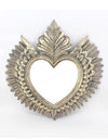 Decorative large gold heart wall mirror with winged feathered frame. 