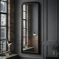 Black painted mirror with gold beaded inset. To lean or hang on a wall, this full length mirror is perfect in a hall, bedroom in any room. 