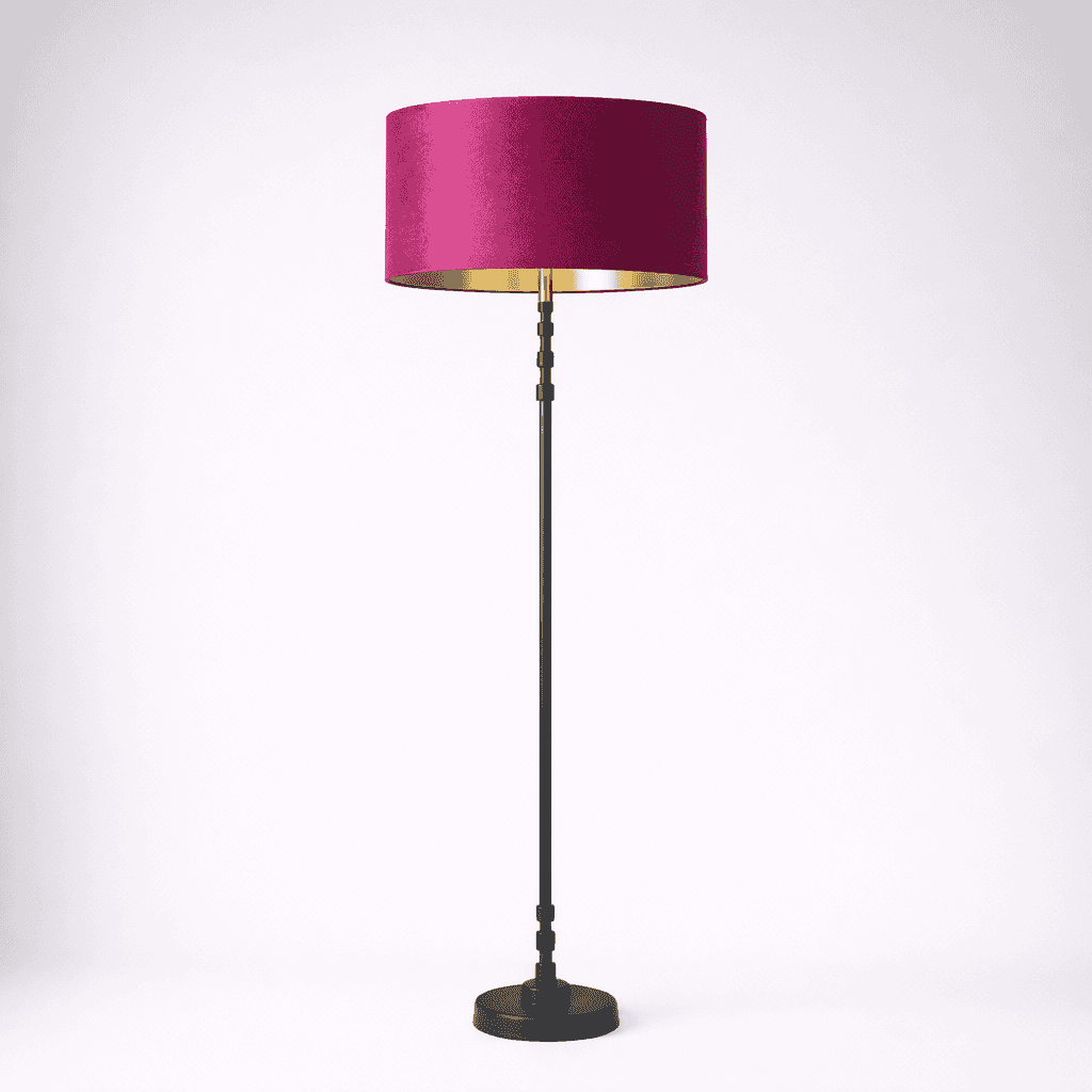 Modern black floor lamp with pink lampshade