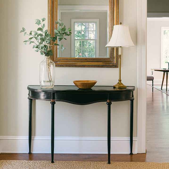 Metal console table is the perfect accent piece for modern and traditional interiors alike.
