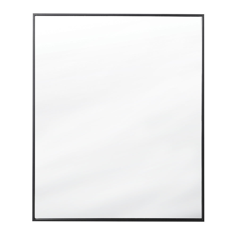 A large black iron mirror with minimal frame and lots of glass to reflect and enlarge your space.
