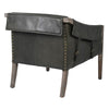 Vintage style leather armchair with two straps to each side.&nbsp;&nbsp; A mid-century style with low slung back on a mango wood frame. A contemporary design perfect in a modern interior in a dark vintage style leather. The addition of antique brass studs to the reverse of the chair and brass metal accents to the straps all add to the vintage feel of this luxury chair.

H: 75 cm&nbsp; W: 72 cm D: 83 cm 