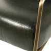 A really stylish sumptuous black leather chair in the mid-century style. The tubular frame of the chair is gilt metal with splayed legs and leather covered arms. This style of chair would fit perfectly into a modern urban setting, it could also sit comfortably amongst classic furniture in a period home.