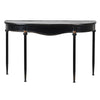 Refined, versatile, and effortlessly elegant, this medium metal console table is the perfect accent piece for modern and traditional interiors alike. Designed with a slim black metal frame and a gracefully curved silhouette, it offers a sophisticated focal point while keeping your hallway or entryway light and uncluttered.
The gently distressed black finish with delicate gold accents adds a touch of vintage character, making each piece feel unique.