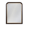 A traditional black and gold beaded over mantle-style mirror with a gold rim, displayed against a white background. Perfect hall, living room or study mirror