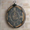 Wood & Metal Moving Cog Clock - Black - 74cm