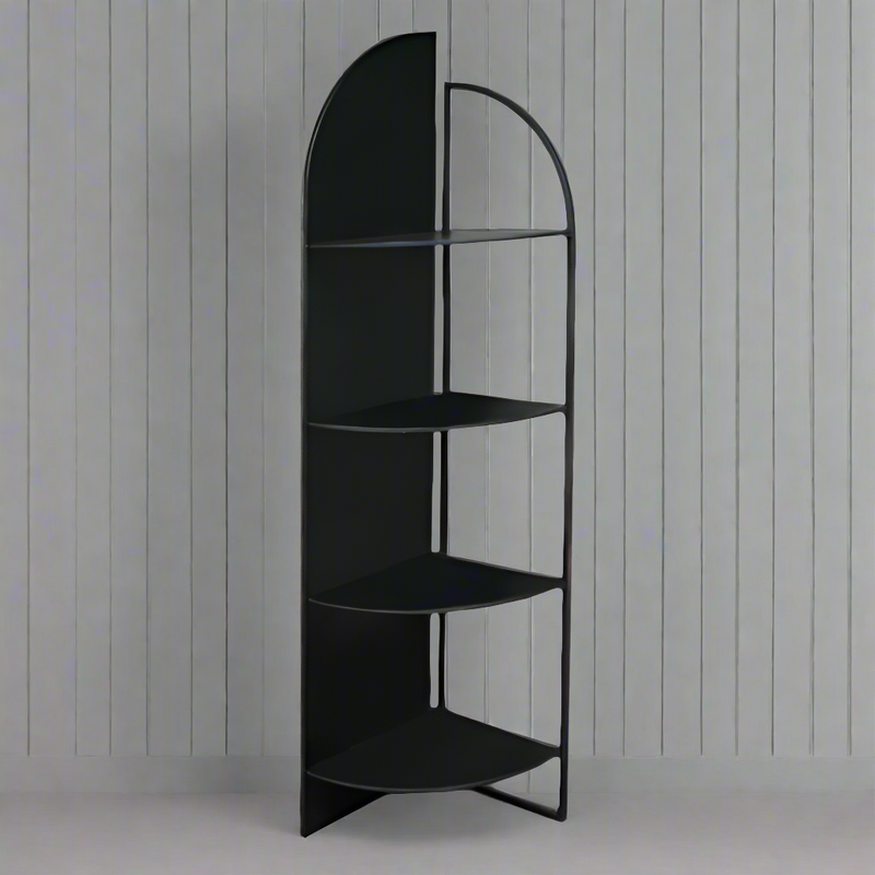 Black Metal Industrial Corner Shelf Unit - 199cm