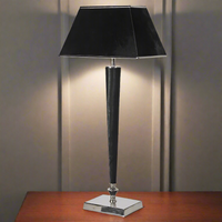 Tall Black & Nickel Lamp with Black Shade 88 cm