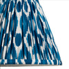 25 cm blue and white Ikat pleated cotton lampshade with tapered shape.