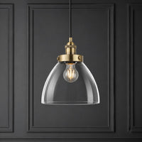 Antique Brass & Glass Pendant Light - CLEARANCE