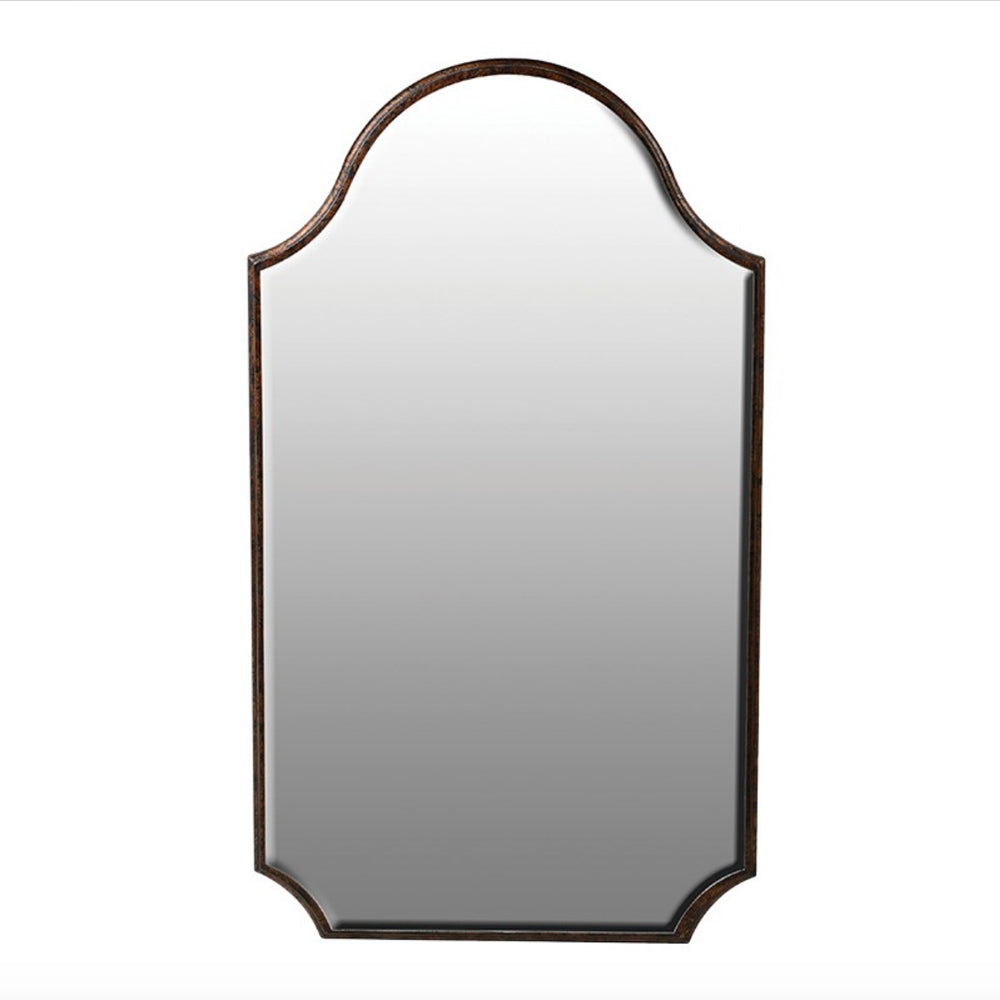 Smaller shaped wall mirror in a bronze metal frame