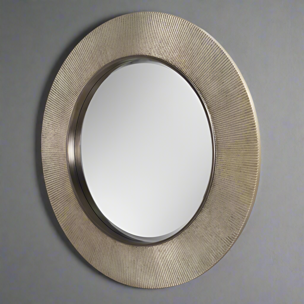 A really luxurious mirror, with a soft brushed finish. The gunmetal colour just adds to the really high end look.&nbsp; This finish on this mirror is very high end and would add glamour and sophistication to any interior. Above a fireplace in a living room, over a console table in an entryway, any room will only be enhanced by the addition of this mirror.