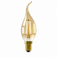 Gold LED light bulb on a white background