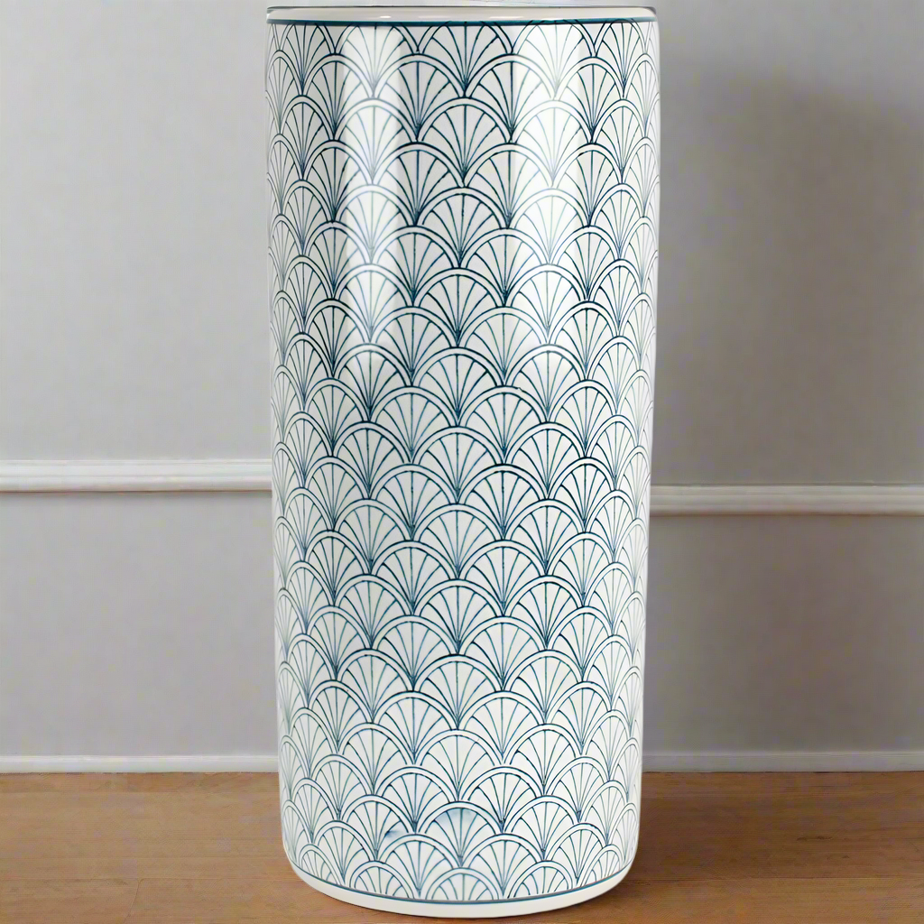 A beautiful vintage style ceramic umbrella stand which can also be used as a tall vase or pot for plants or foliage.&nbsp; This porcelain piece will make your home feel homely and welcoming and add a touch of colour pop into your space.&nbsp;

An attractive and useful hall or porch accessory to store your umbrellas or sticks for a rainy day.&nbsp;