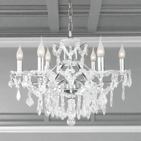 Crystal Chandelier 6 Arm Silver Shallow - 64cm