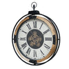 Wood & Metal Moving Cog Clock - Cream - 60cm