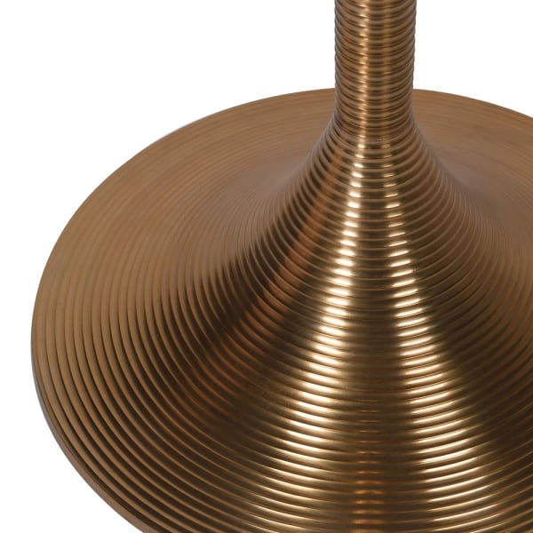 Close-up of the ribbed base of the Aged Brass Ultimate Coat Stand, showcasing its elegant textured design and luxurious finish. 