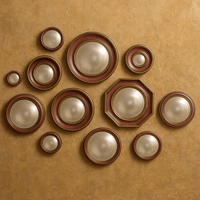 Mini convex Red &amp; gold framed mirrors which come in an assortment of sizes ranging from 13cm for the smallest up to 28cm for the largest.&nbsp; Grouping these mirrors on your wall has become a statement look on the walls in&nbsp; stylish period homes and this particular green colour works perfectly in that situ.&nbsp; &nbsp;These sets also come in red, black and the original gold colour, twelve assorted sizes that you can use to decorate your home