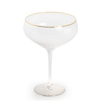 Set of 6 Champagne Coupe Glasses With Gold Rim