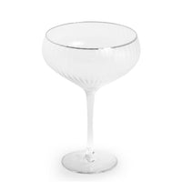 Set of 6 Champagne Coupe Glasses With Silver Rim