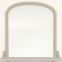 Cream overmantle mirror on a plain background