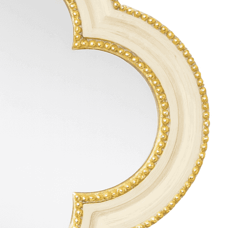 Small quatrefoil mirror with a luxurious gold beaded border detail