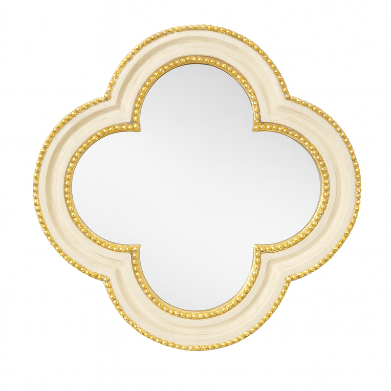 cream quatrefoil mirror perfect for bathroom or grouped in hall.