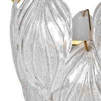 Detail of frosted leaf crystal chandelier.